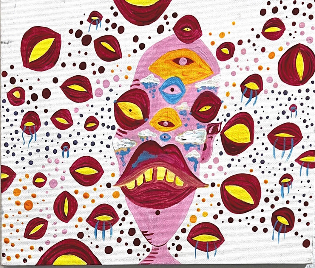 Untitled (Eyes) by Anonymous, Acrylic on Canvas, 8 x 10 inches, $10 + Shipping