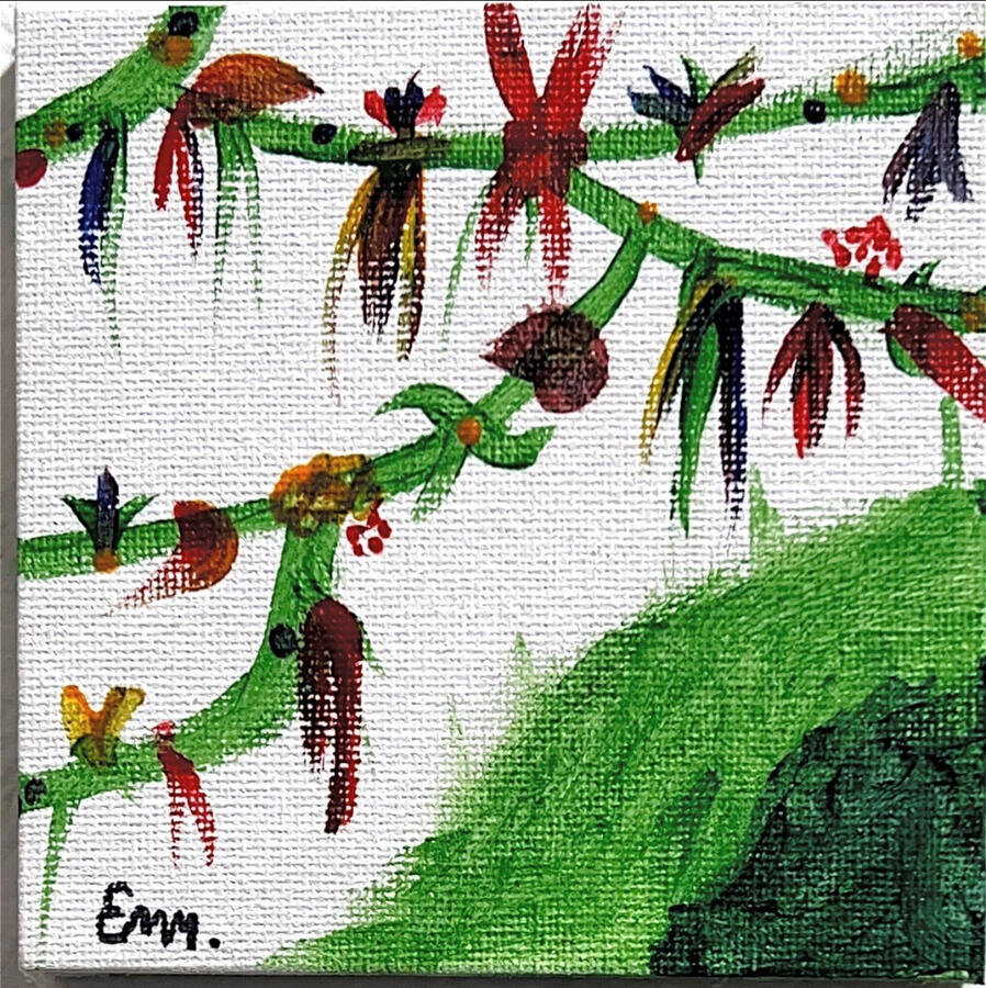 Untitled (Vines) by E.M.M., Acrylic on Canvas, 4 x 4 inches, $5 + Shipping